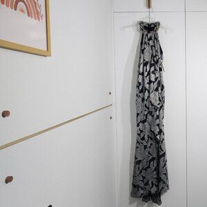 Ignite Evenings New York Silver Beaded Halter Top Maxi Dress Size 6